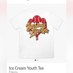 NWT Baseball Lifestyle 101 ice cream cherry youth large  tee shirt